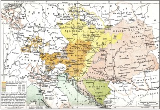 Historical map of Austria-Hungary, Dual Monarchy or kuk monarchy, for the period between 1867 and