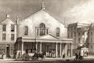 The old Theatre Royal on Princes Street in 1829, Edinburgh, Scotland, 19th century, from Modern