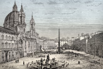 Sant'Agnese in Agone, Piazza Navona, Rome, Italy, 19th Century, Europe