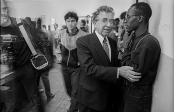 Germany, Neustadt /Dosse, 12 October 1991, Bishop Kruse visits a home for asylum seekers in