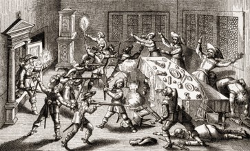 Killing of Albrecht von Wallenstein, 1583 - 1634, commander of the imperial forces in the Thirty