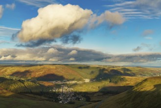View from the A4061 road over Treorchy in Rhondda Cynon Taf, Mid Glamorgan, Wales, UK