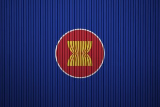 ASEAN Flag painted on the cracked grunge concrete wall