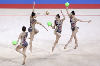 Sofia, Bulgaria - 26 March, 2021: Team Turkey perform during the 5 Balls group qualifications at