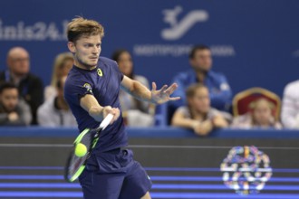 Sofia, Bulgaria - February 11, 2017: David Goffin from Belgium (pictured) plays against Roberto