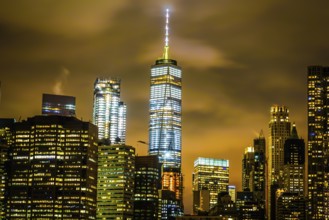 New York Manhattan night view. Shooting Location: New York, Manhattan
