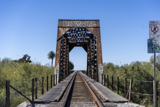 Rusty railway bridge at Ventura, California