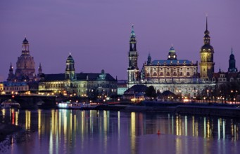 View of Dresden by night, Germany, Dresden, Saxony, Europe
