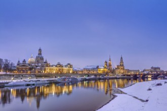 Dresden historic skyline in the old town in winter