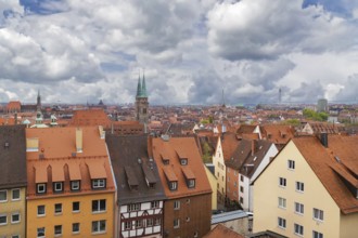 View of Nuremberg historic center from castle wall, Germany, Europe