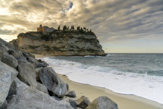 Tropea, Italy, 16 December, 2023: view of the Santa Maria dell'Isola Church on its rocky promontory