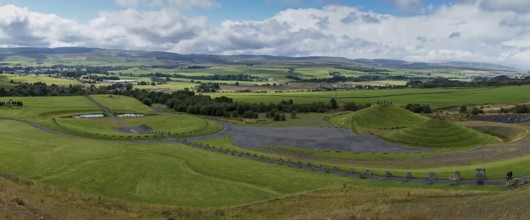 A panorama view of the Sun Amphitheatre and the North-South Line in the Crawick Multiverse in