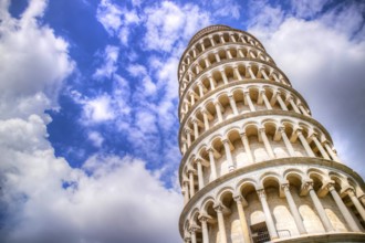 Architectural details of the famous leaning tower of Pisa