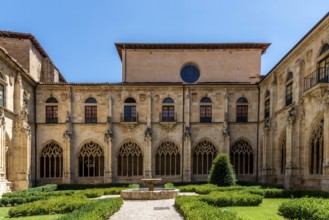 Ona, Spain, 5 August, 2020: Benedictine monastery of San Salvador de Oña in Burgos. Gothic