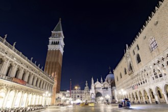 Night view of St Mark's Square (Piazza San Marco), Venice, Italy, Europe