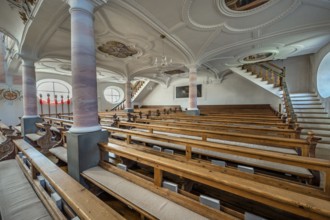 Rococo church of St Ulrich, affectionately known as -the little meadow-, Seeg, Allgäu, Bavaria,