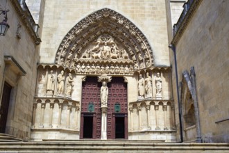 Burgos Cathedral facade in Saint James Way at Castilla Leon of Spain
