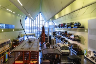 Glasgow, UK, December 6, 2023: Interior view of Riverside Museum by Zaha Hadid Architect in the