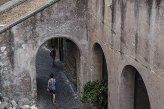 Rome, Italy, August 19, 2016: Tourists in Castel Sant Angelo. The Mausoleum of Hadrian, usually