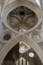 Interior view, Scissor Arches, Wells Cathedral, Wells, England, Great Britain