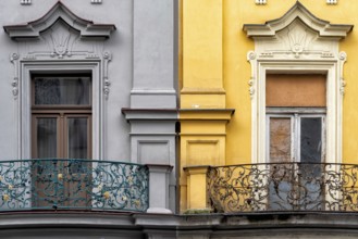Historic building under construction in the historic centre of Prague in the Czech Republic