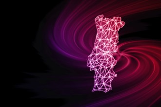 Map of Portugal, Polygonal mesh line map, modern map