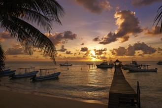 Puerto Morelos sunset beach in Riviera Maya of Mayan Mexico