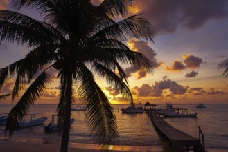 Puerto Morelos sunset beach in Riviera Maya of Mayan Mexico