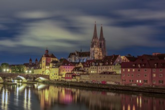Panoramic view of Regensburg's old town on the Danube in Germany