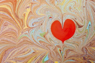 Beautiful abstract art of Ebru marbling painting techniques on water with paints