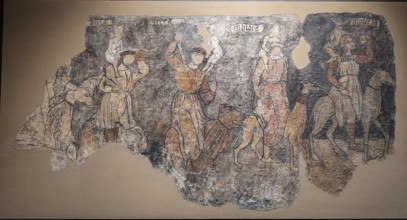 Seven deadly sins, Sieso wall paintings, 16th century, fresco torn off and transferred to canvas,