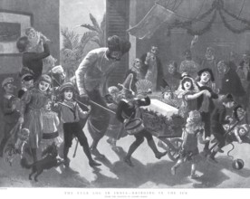 General Views The Yule Log in India Bringing in Ice, India, Asia
