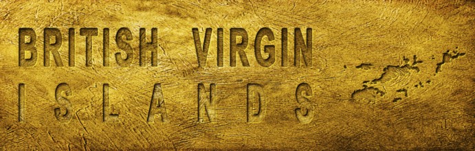 Virgin Islands British Map and Text on Grunge Gold Texture