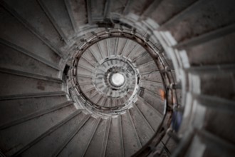 Swirling spiral staircase. Shooting Location: UK, London