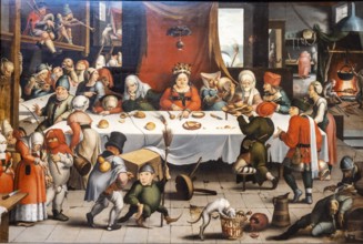 Jan Mandijn, Burlesque Feast, 1550, oil on oak panel, Museo de Bellas Artes, Bilbao, Spain, Europe