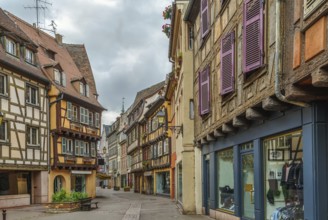 Historical street in Colmar city center, Alsace, France, Europe