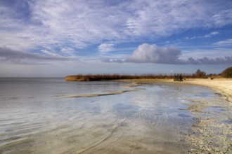 View over lake IJsselmeer from the Mirnser Cliff near Rijs in the Dutch province Friesland