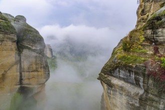 Landscape of rock formation in Meteora, Greece, Europe