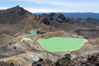 View of the Emerald Lakes at Tongariro Alpine Crossing, Northern Island of New Zealand