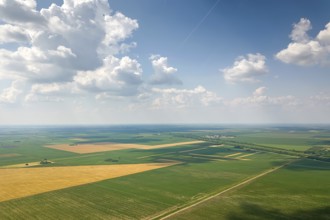 Aerial view of agricultural fields. Countryside, Agricultural Landscape Aerial view