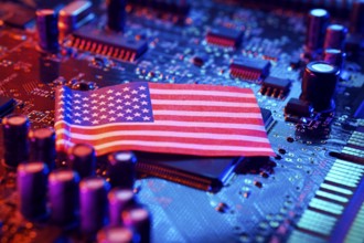 Computer chip with USA flag