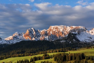 Mountain glow in the Dolomites in South Tyrol, Italy, Europe