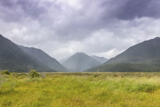 An image of a dramatic landscape scenery Arthur's pass in south New Zealand