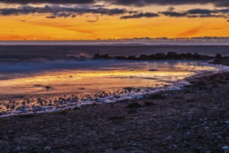 Sunrise on the seaside of the East Sea at sunrise with a colourful sky and long exposure. Beautiful
