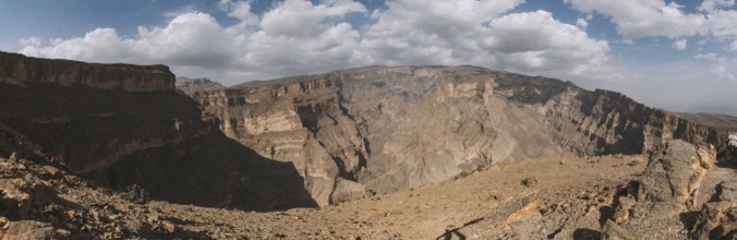 Panoramic view, Jebel Shams Canyon, Balcony Walk, Oman, Asia