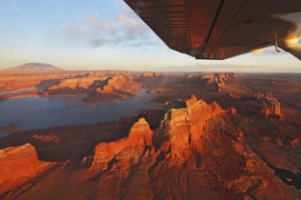 Magnificent lake Powell on a sunset photographed from the plane
