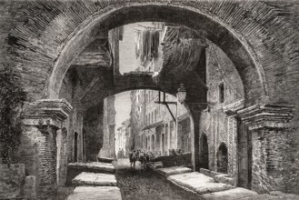 Old fish market, Porticus Octaviae, Portico of Octavia, Rome, Italy, 19th Century, Europe