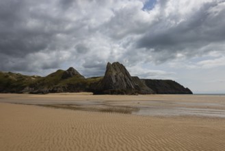 Three Cliffs Bay.The famous coastline of the Gower Peninsula in South Wales, United Kingdom, Europe