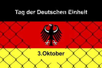 3 October, Day of German Unity, federal eagle, national colours, map of Germany, black-red-gold,