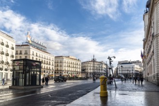 Madrid, Spain, November 1, 2019: Scenic view of famous Puerta del Sol square. Morning view, Europe